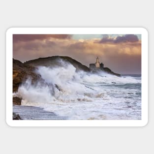 Storm Ophelia at Mumbles Lighthouse Sticker